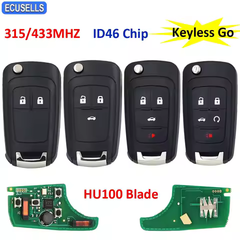 Ecusells 2/3/4/5B Keyless-go Remote Smart Car Key 315/433MHz ID46 Chip for Chevrolet Cruze Sonic Malibu Camaro Impala HU100