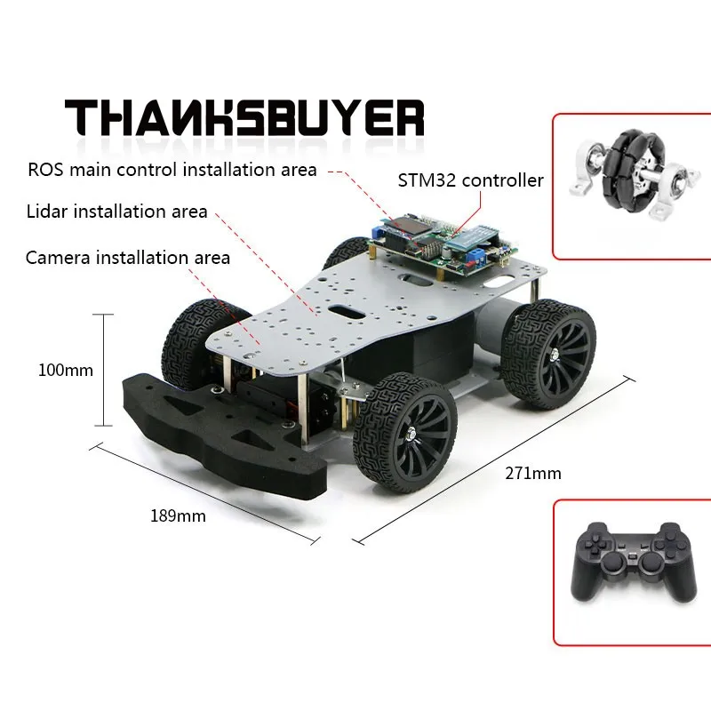 R550 ロボットシャーシ ロボットカーシャーシ (アッカーマン/ディファレンシャル/4WD /メカナムホイールバージョン 電子制御付属)