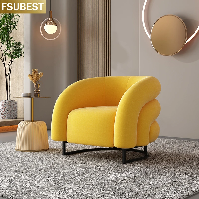 FSUBEST Modern Italian Single Sofa Lounge Accent Chairs  Designer Chair Cadeira Chaises Silla Armchair Living Room Poltrone