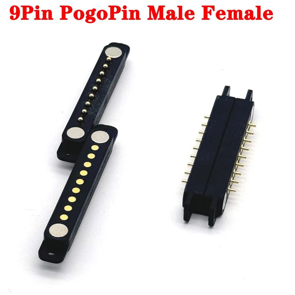 1Pair 5V 1A Magnetic Pogo Pin Connector 9Pin Pogopin Male Female 2.54mm Spring Loaded DC Magnet Connector Power Socket