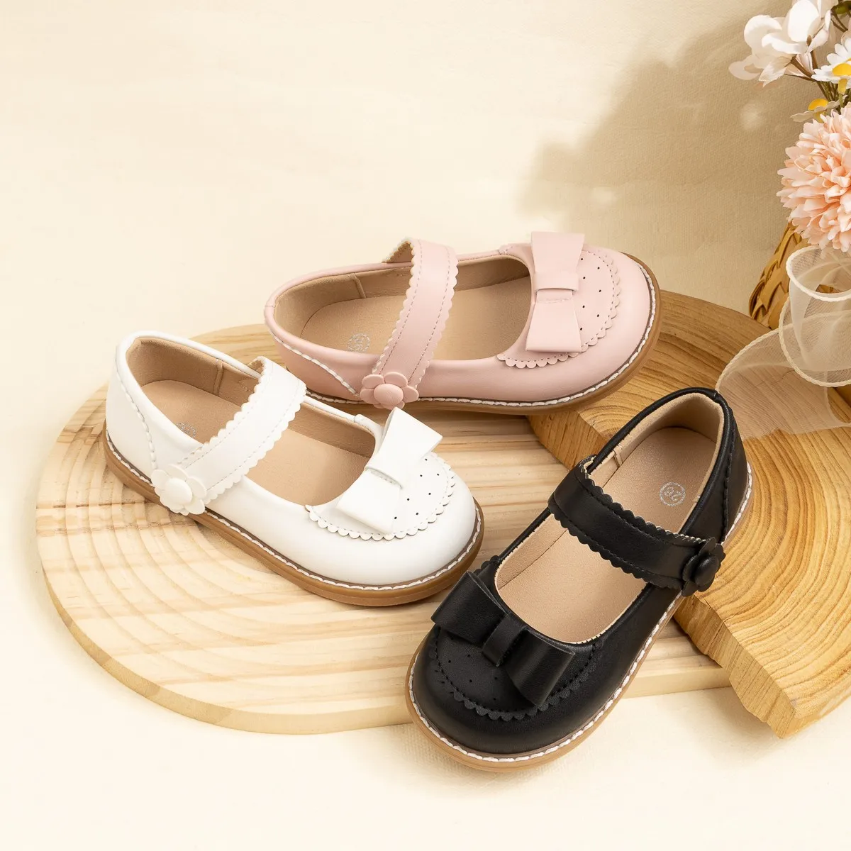 

Fashion Baby Girl Soft Sole Autumn PU Leather Tie Bow Princess Shoes School Student Casual Versatile Flats Mary Jane LoaferShoes