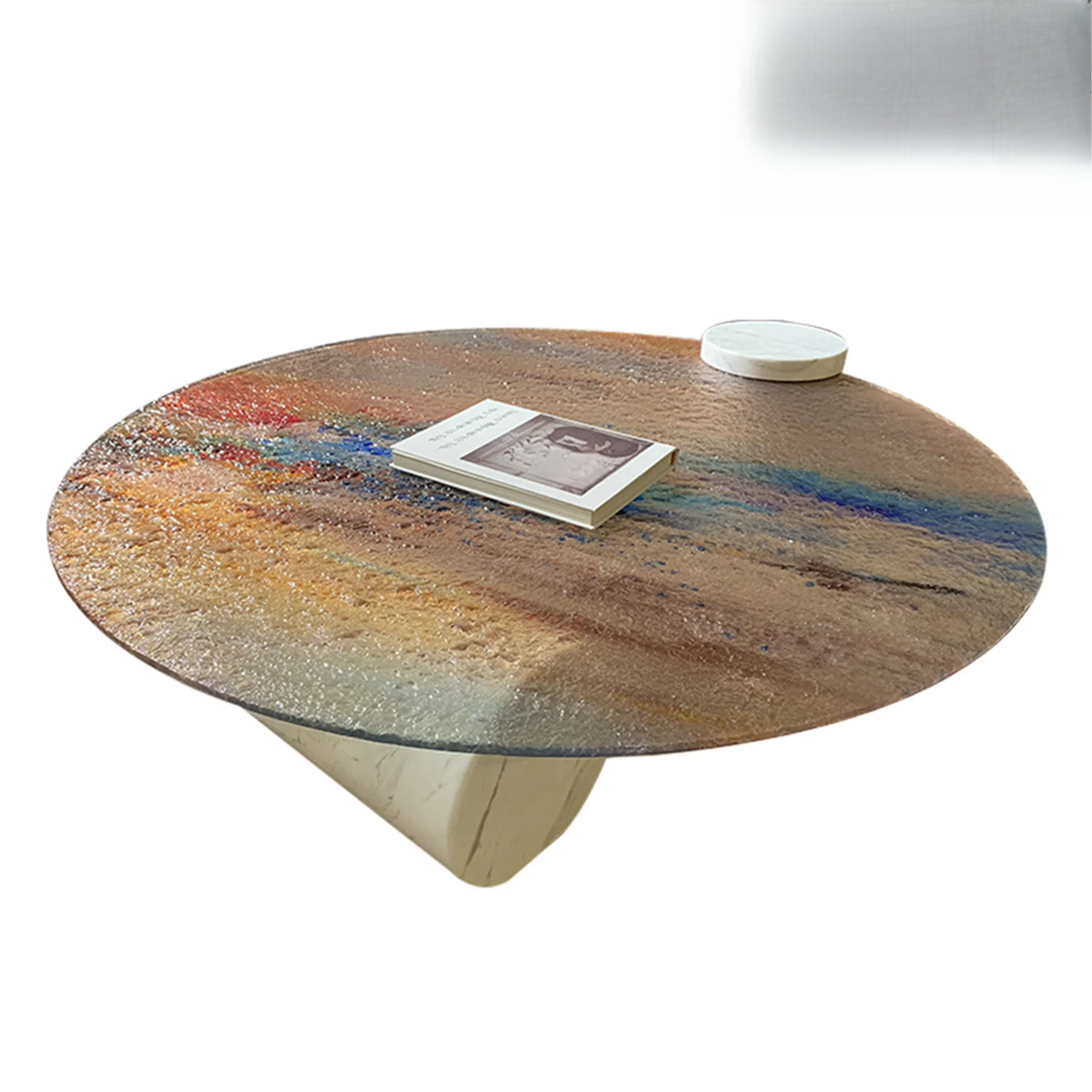 Art glass capstone base round fancy modern luxury tempered