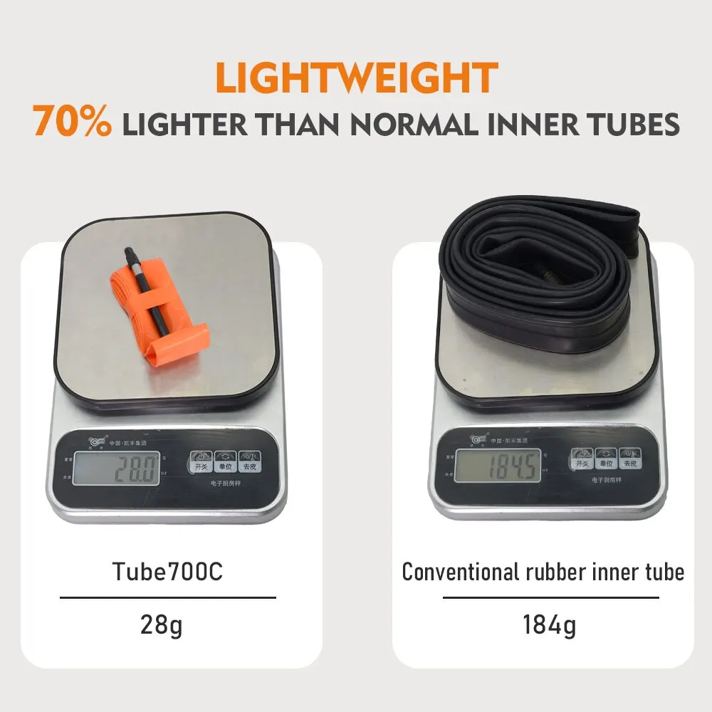 ThinkRider 1Pcs Ultralight 28g Bike Inner Tube 700X18 25 28 32 Road Bicycle TPU Material Tire 65mm Length French Valve