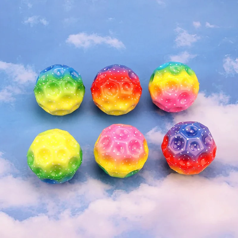 12Pcs Colorful High Resilience Hole Ball Toy Soft Bouncy Ball Anti Fall Moon Shape Porous Extreme  for Kids Outdoor Games Toys