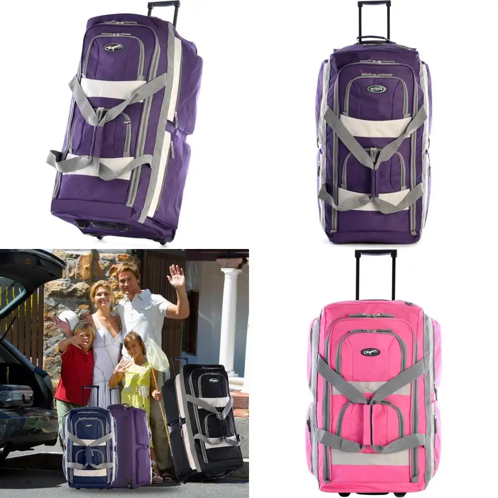 

Jumbo 33-дюймовая спортивная сумка на колесиках с 8 карманами — водонепроницаемый и легкий дорожный чемодан для хранения багажа