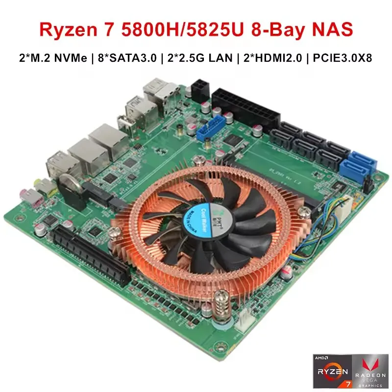 

Материнская плата Topton AMD Ryzen 7 5800H 5825U с 8 отсеками NAS Firewall 2 * NVMe 8 * SATA 2 * 2,5G LAN 2 * DDR4 1 * 8XPCIE3.0 Игровая материнская плата ITX