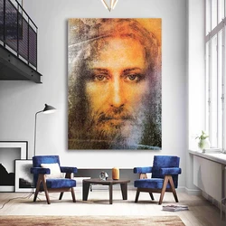 Real Face of Jesus Christ Print Poster Shrou of Turin Christian Catholic Religion God Canvas Painting Wall Art Decor