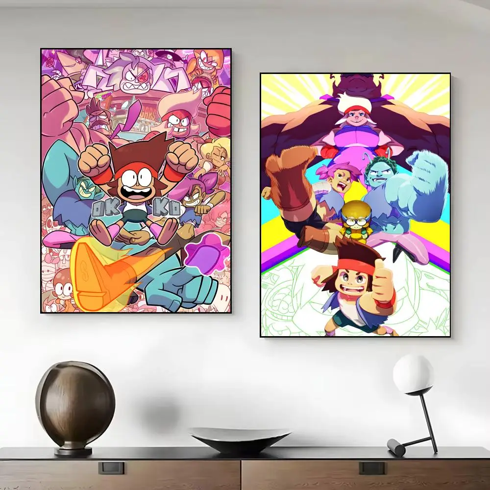 TV Show O-OK KO Lets Be Heroes Poster Framed Canvas Wall Art Print for Office Dining Room Bathroom Wall Decor