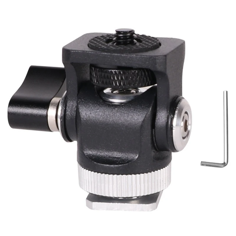 ABYN-360 Swivel Hot Shoe Mount Adapter 1/4 Inch Screw Mount Stand Mini Tripod Ball Head For Camera Video Mounting Camera