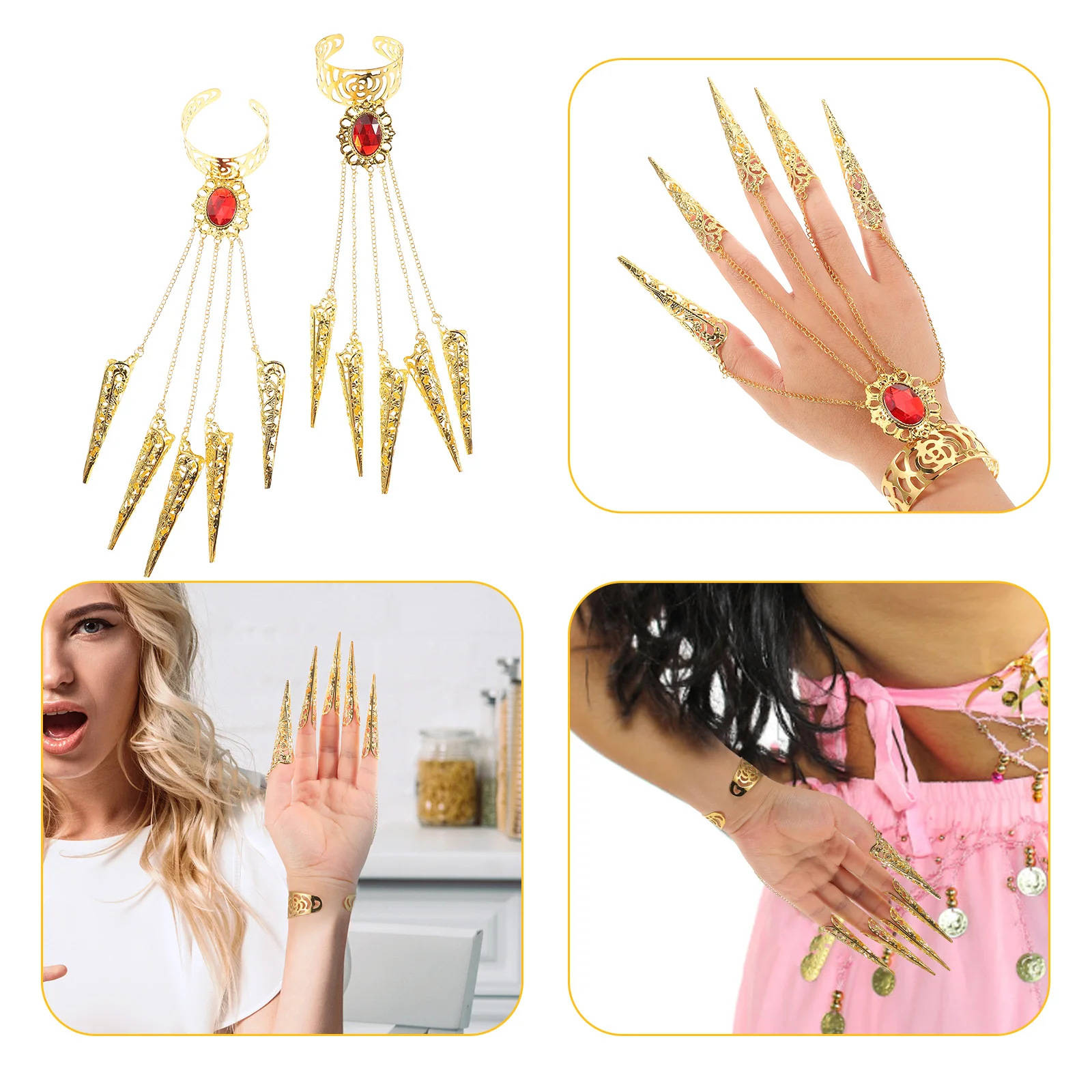 

2 Pcs Jewelry Lightweight Belly Dance Bracelet Finger Nails Women Travel Accessories Indian Fingernail Covers