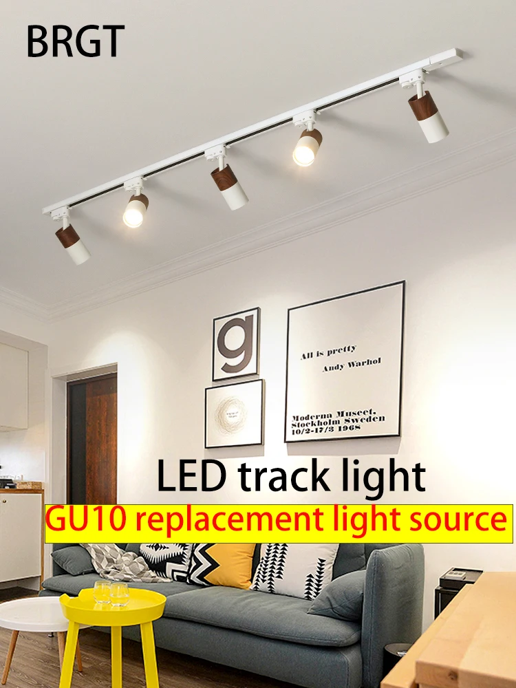 BRGT Led Track Light GU10 Bulb Rails Spot COB Lighting Fixture Aluminum Ceiling Lamps Whole Set 110V 220V For Clothing Shop Home