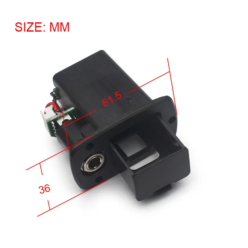 Battery Box for Guitar Equalizer, 9V, 6F22 Box with 4 Pin Plug, 6.35 Jack for Acoustic EQ, Black