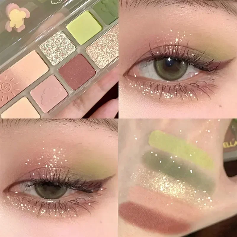 8 สีแบบพกพาเงาติดทนนานอายแชโดว์ธรรมชาติ Palette Pearly Matte สีม่วงสีอายแชโดว์แต่งหน้าเครื่องสําอางค์ Eye Shadow