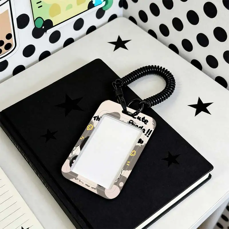 Card Protective Case for Student Bus/Meal Card Protection Case Stretchable Spring Cord Photo Protector Kpop Photocard Holder