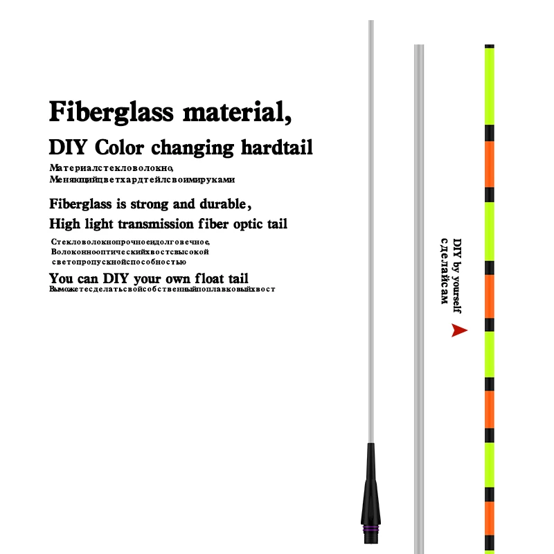 Sensor de gravedad transparente, cola de fibra de vidrio + 1 tubo + 1 ganchos para bolsa + 1 soporte para asiento de boya, luz LED luminosa,