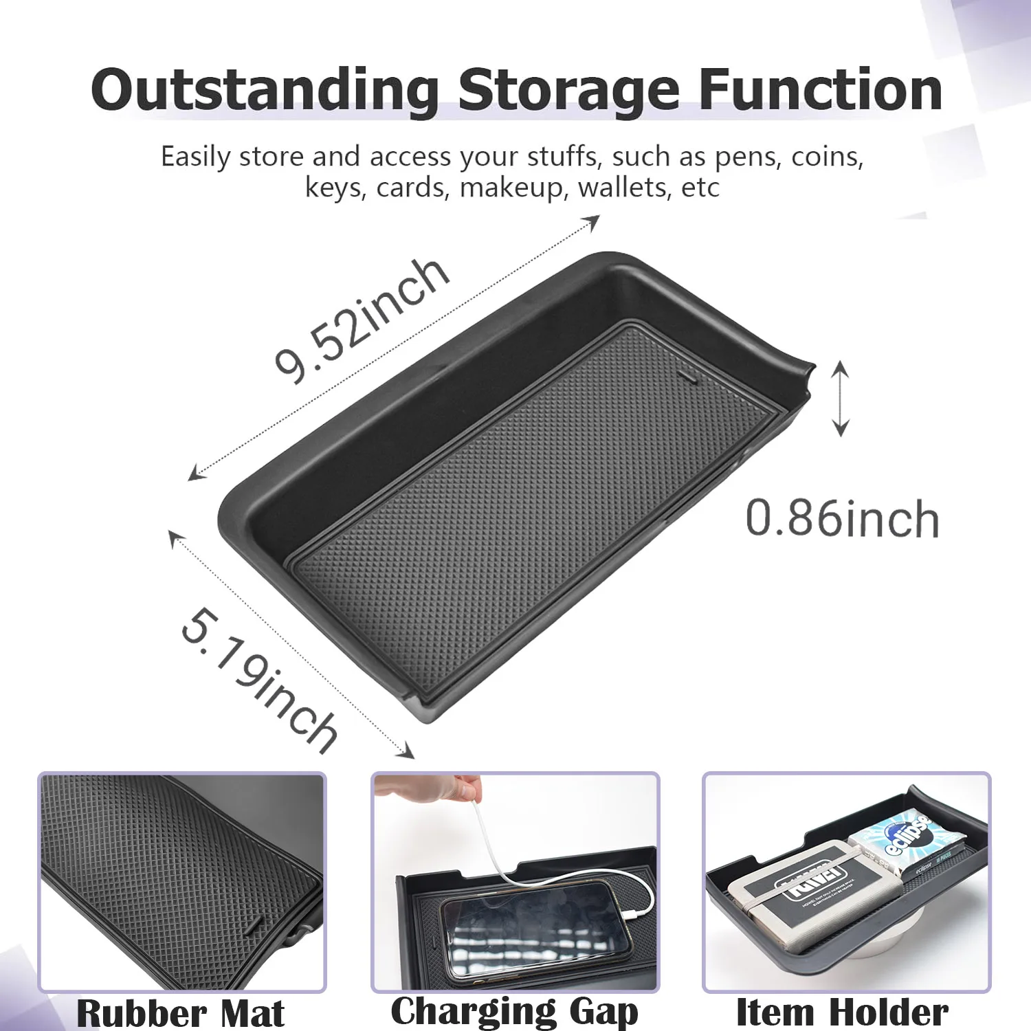 Middle Center Console Organizer for 2021-2024 Chevy Tahoe/Suburban & GMC Yukon Armrest Storage Box Tray Interior Car Accessories