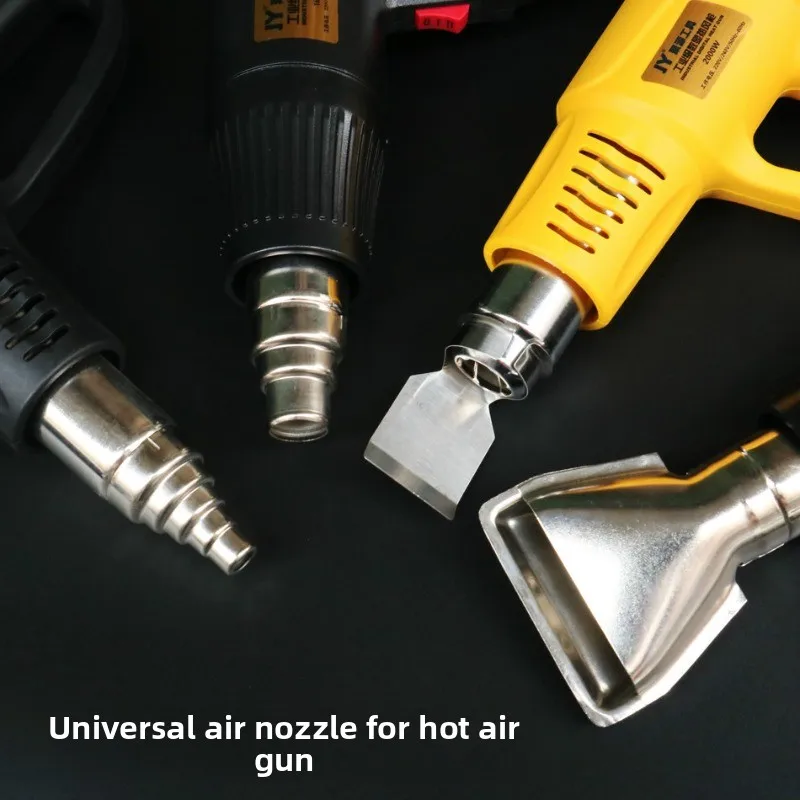 9pcs Universal Handheld Hot Air Gun Nozzle Three-layer Five Layer Round Flat Nozzle Baking Gun Head Hot Air Tube Gathering Tool
