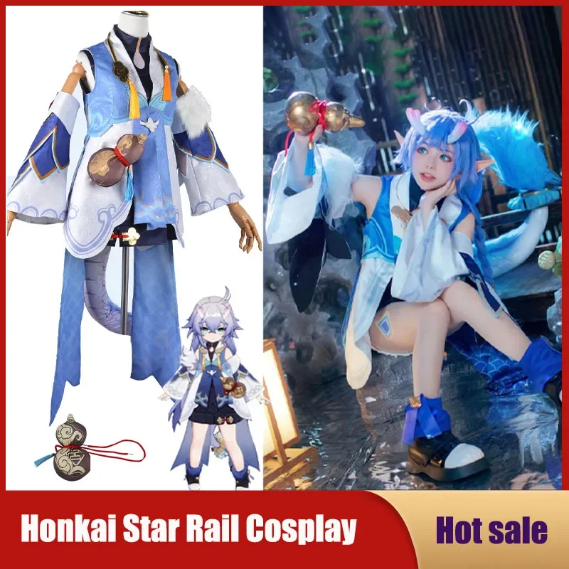 

Anime Game Honkai Star Rail Cosplay Costume BaiLu Full Set With Wig Tail Women Lovely Uniform Halloween Carnival Party Outfit