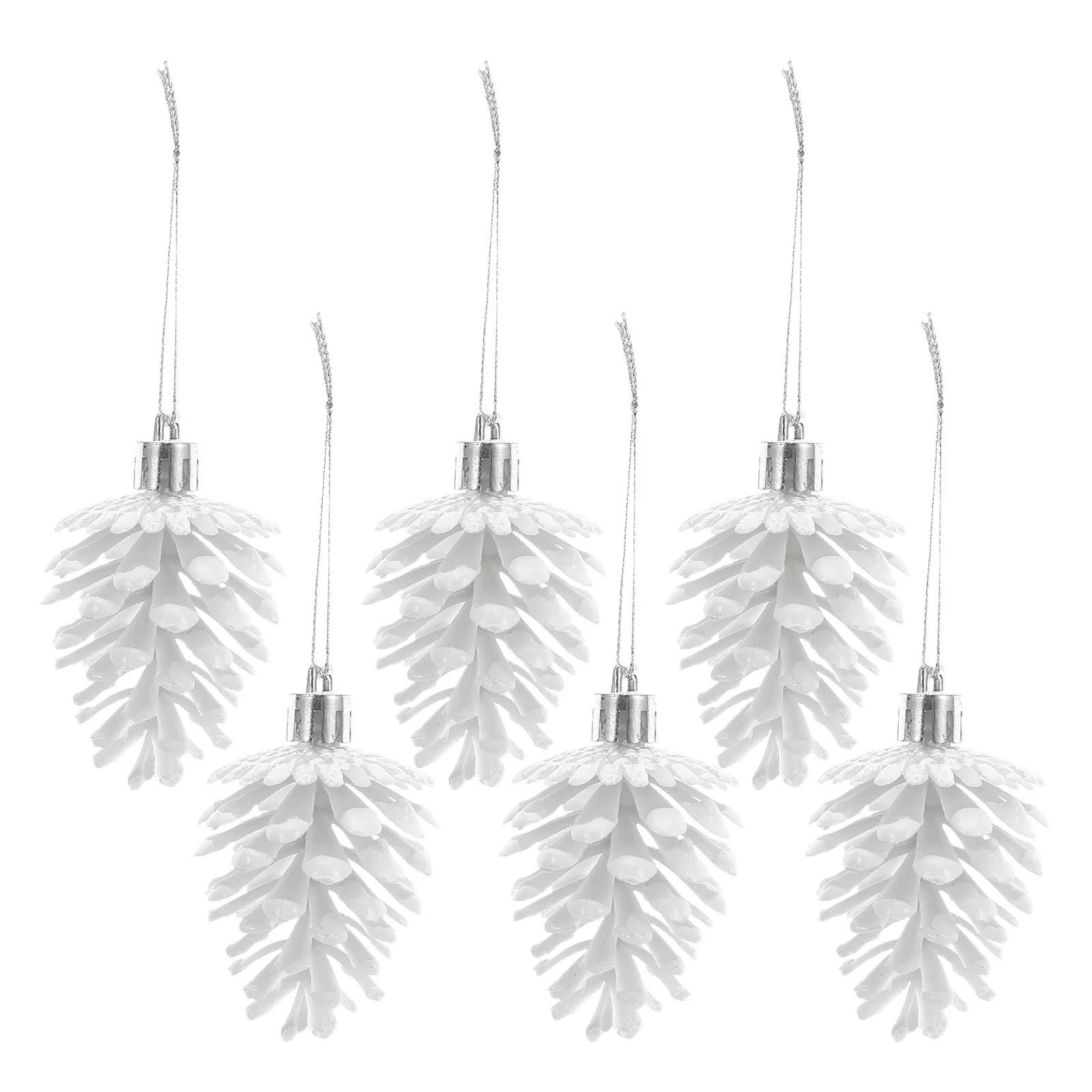 

Christmas Tree Ornaments Snow Covered Pine Cones Tiny Hanging for Decorating Plastic Pinecone White Small Decorations