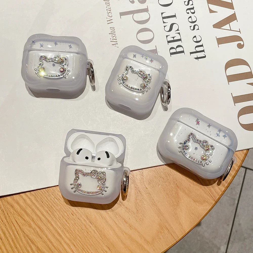 غطاء حماية لسماعات الرأس اللاسلكية سانريو هالو كيتي اللطيفة لأجهزة AirPods 1 2 3 Pro AirPods 4 وPro2 مناسب للحمل