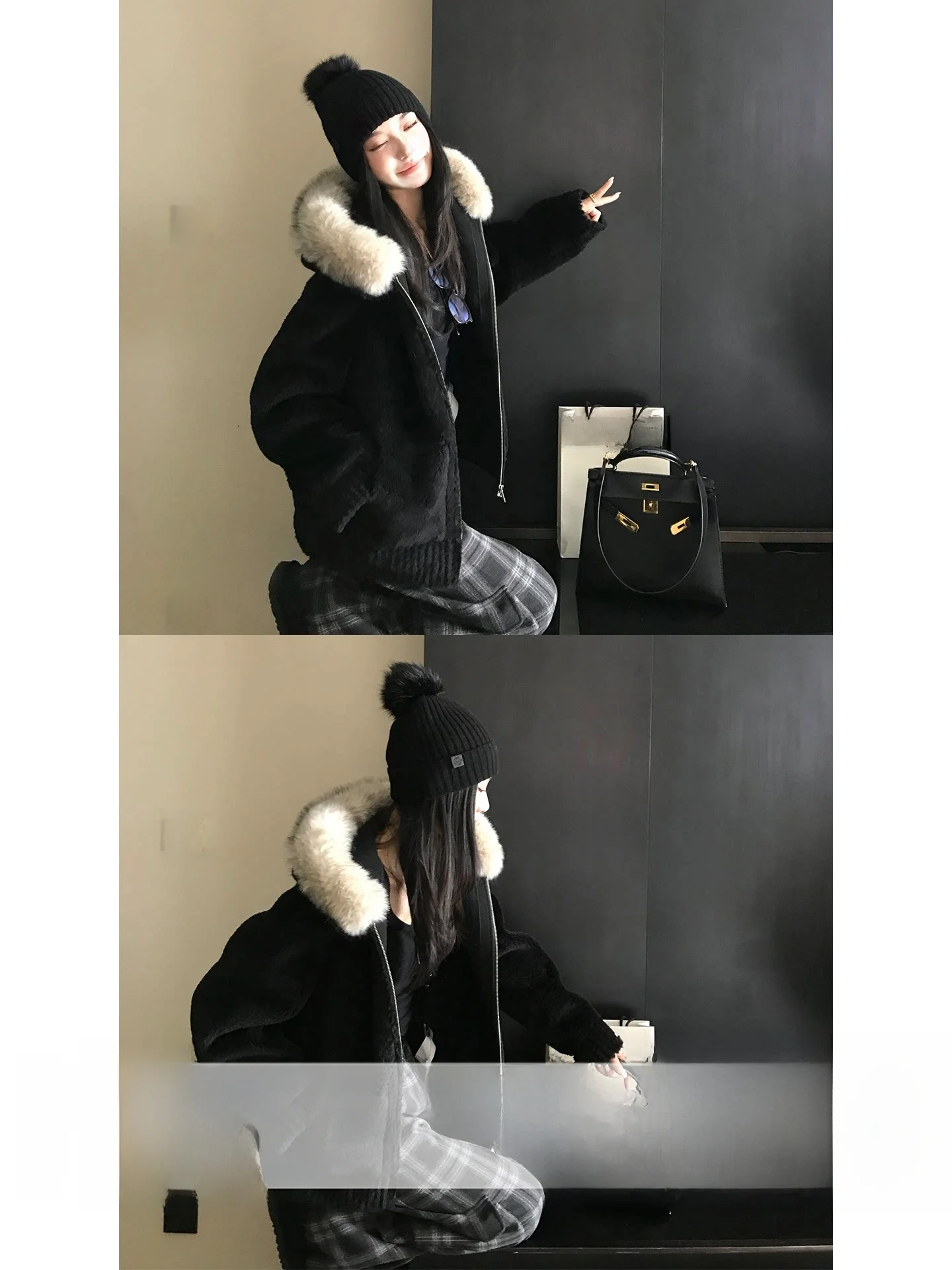 

Chill Winter Snowy Camel Hair Fur Collar Jaet Luxury Warm Inteated Leather And Fur Coat Youth Casual Sle Thiened Long...