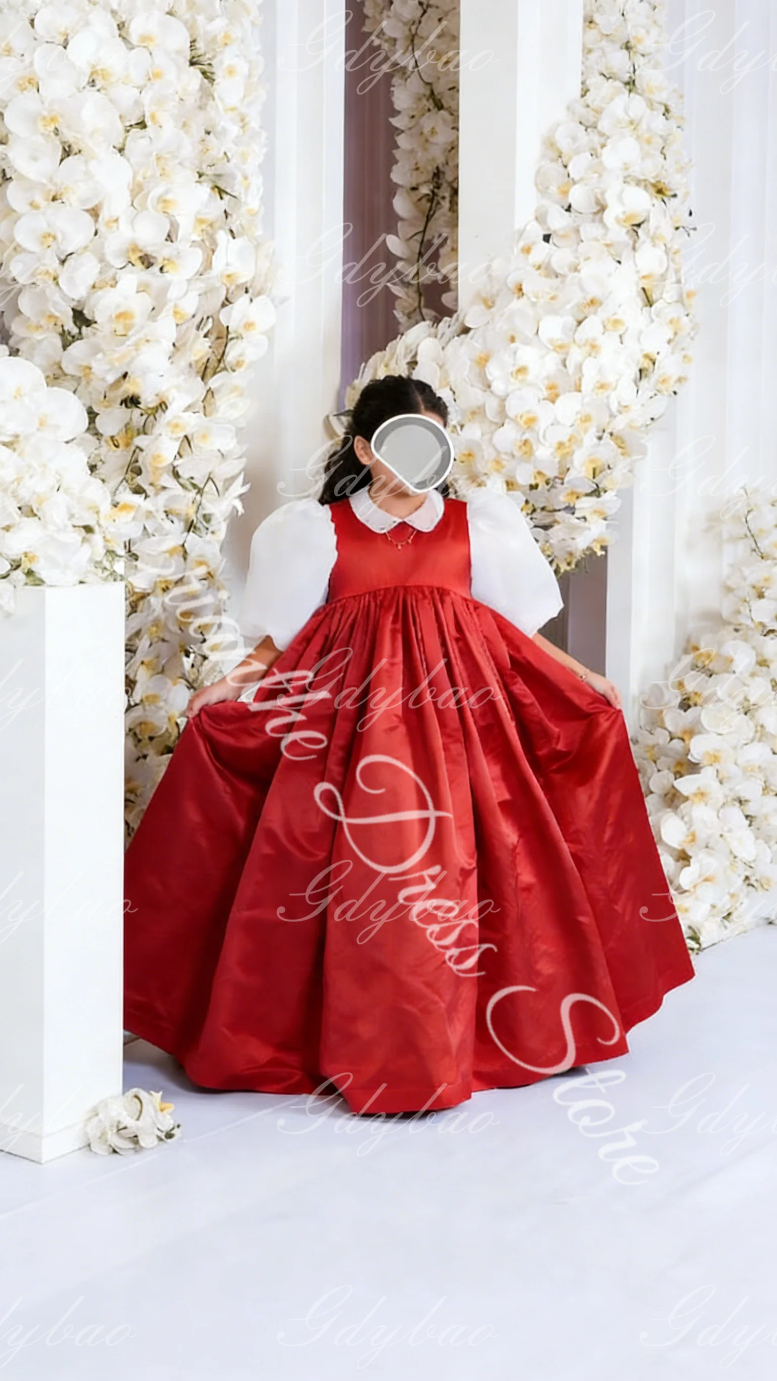 Robe à fleurs en Satin ivoire pour filles, personnalisée, demi-manches, taille haute, demoiselle d'honneur, fête d'anniversaire pour enfants, robes de bal de première Communion