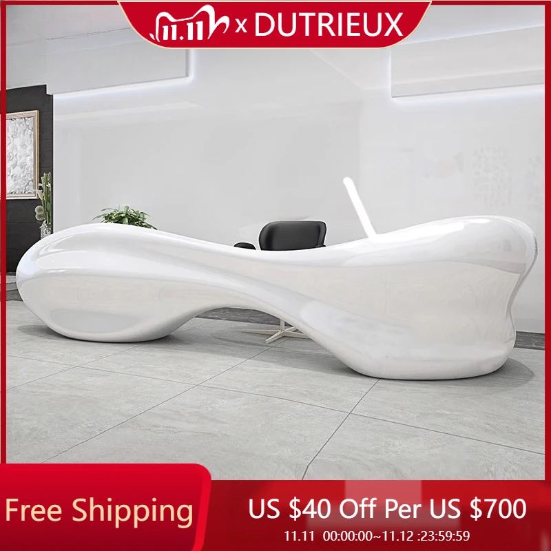 

Design Luxury Reception Desks High-end Counter Commericial Customer Reception Desks White Business Schreibtisch Office Furniture