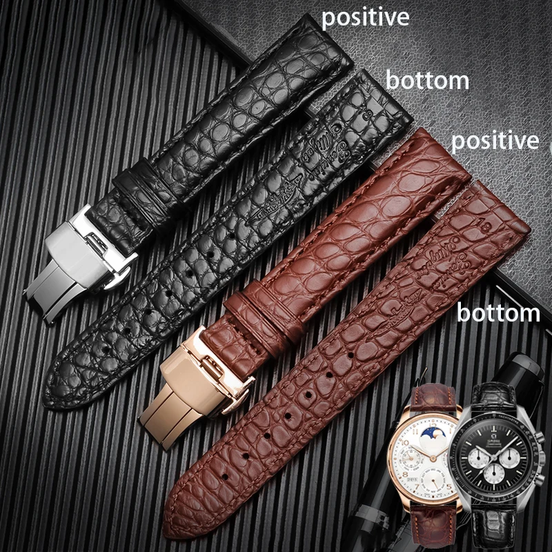 High quality Double sided crocodile leather watch band 18mm 19mm 20mm 21mm 22mm wristband for Rolex men and women strap Bracelet