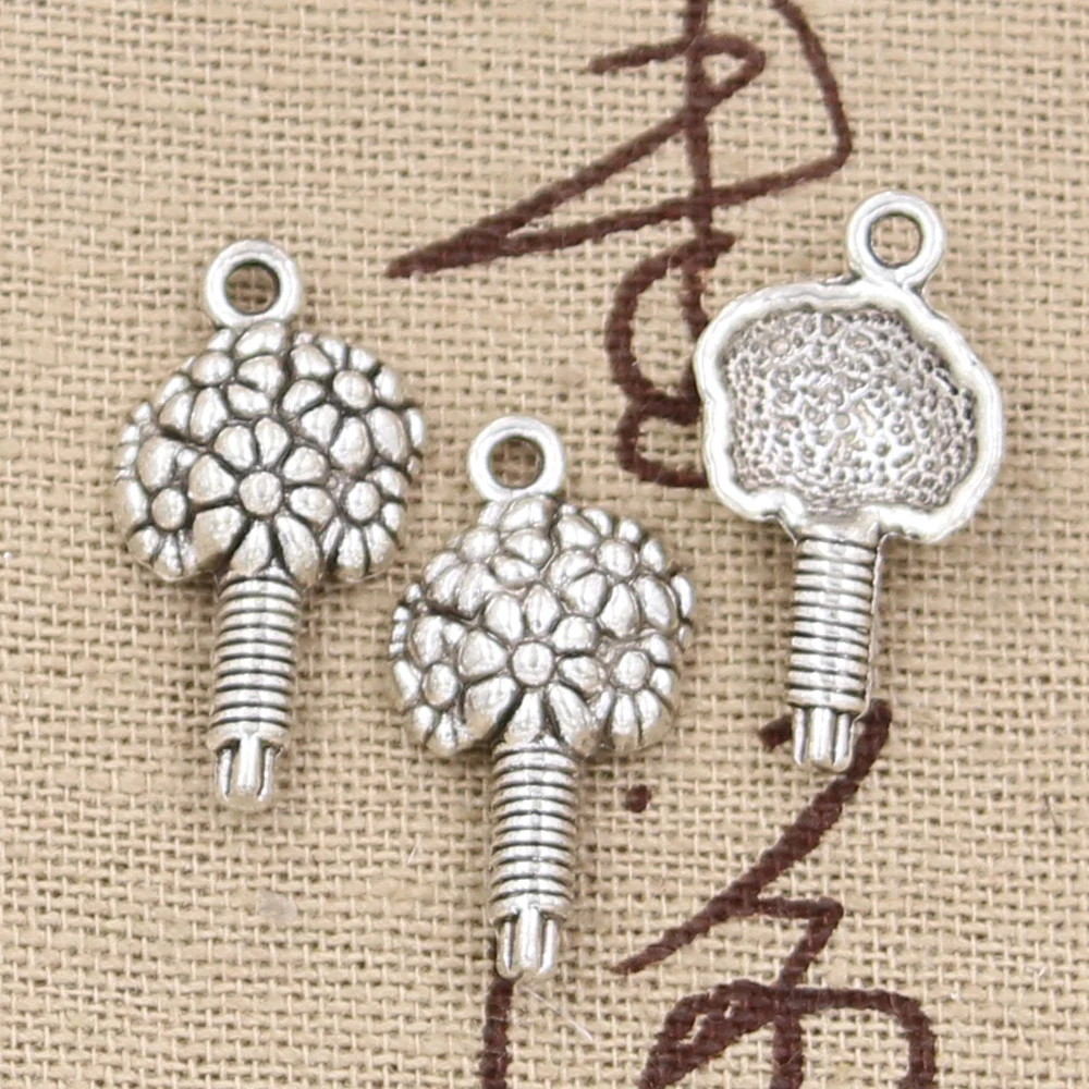 20pcs Charms Bouquet Flower 22x11mm Antique Silver Color Pendants DIY Crafts Making Findings Handmade Tibetan Jewelry