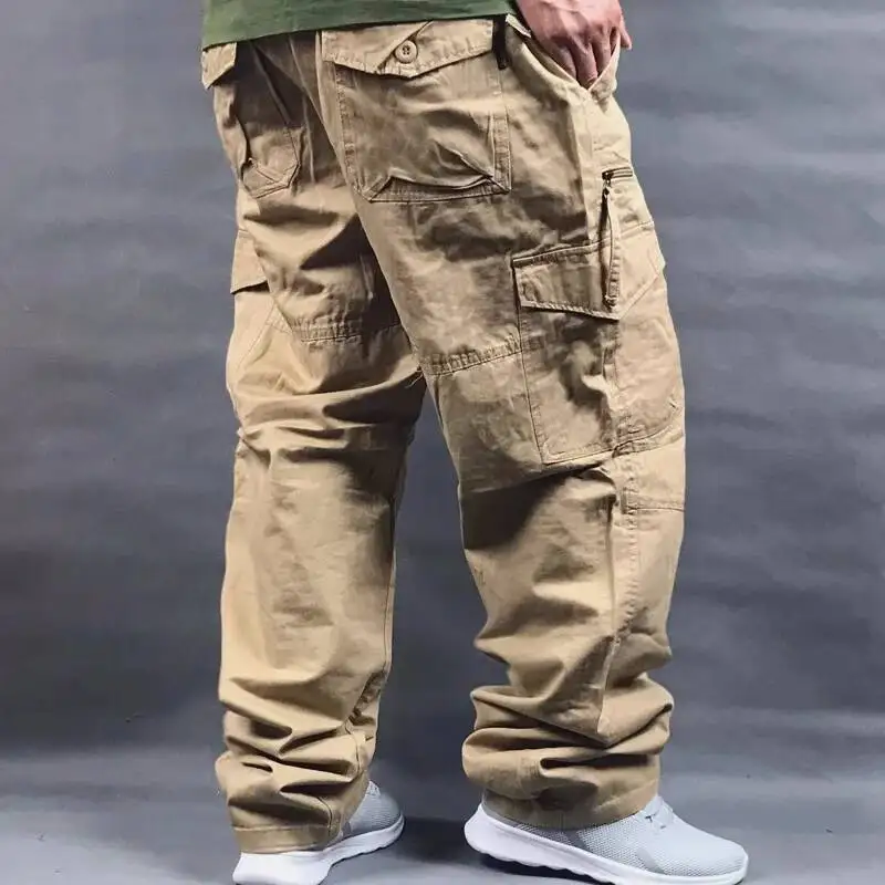 

XL Kg Men S Fat Baggy Cargo Plus Size Cotton Loose Casual Work Trousers Straight Camo Hiking Tactical Pants Overalls