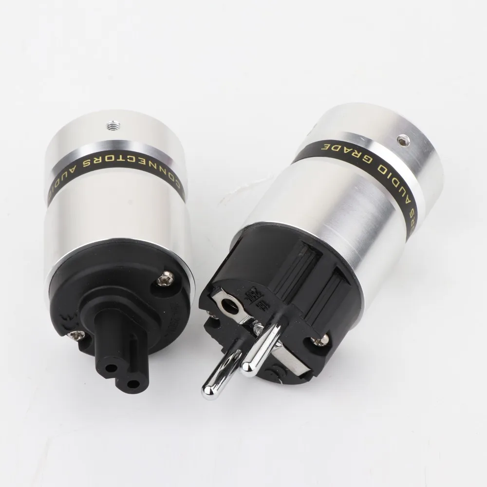 Preffair P080ER Figure 8 IEC C7 Plug Rhodium Plated Schuko Male Plug Hifi Female Socket DIY Power Cord Cable