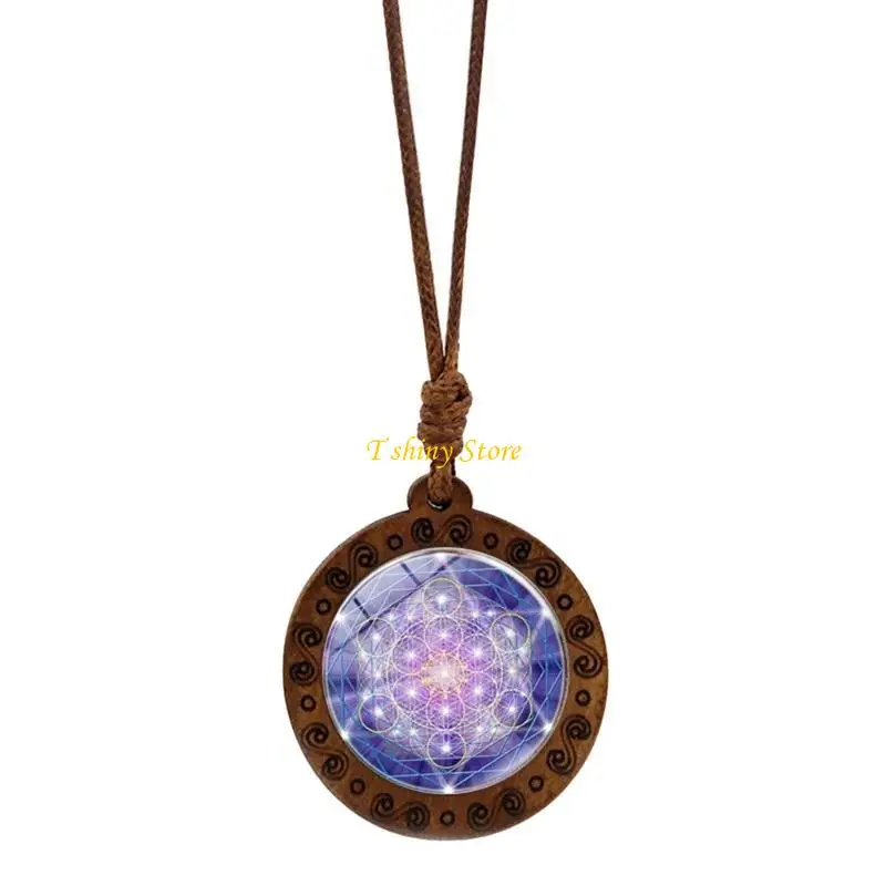 N58F Spiritual Necklace Sacred Geometry and Sri Yantra Symbolism Pendant Choker