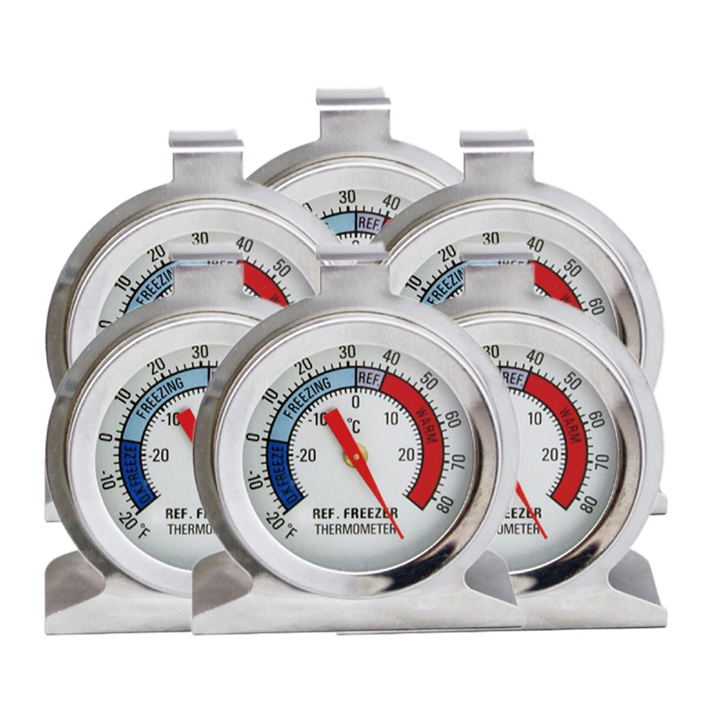 

6pcs Stainless Steel Temperature Thermometer for Freezer Refrigerator Real Time Monitoring Durable Long Lasting Small Design