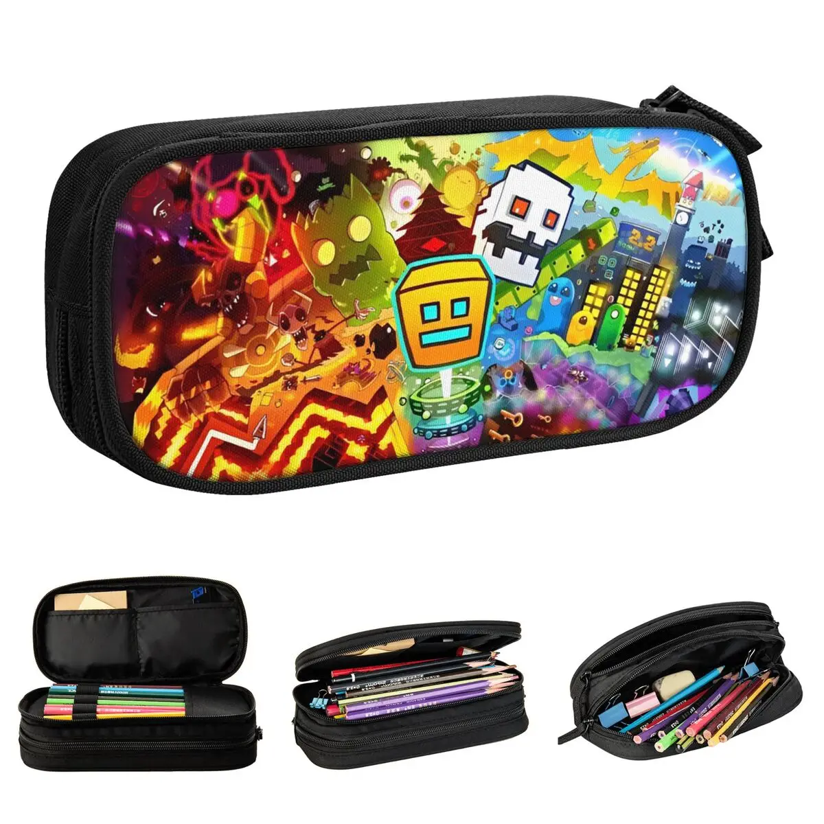 لعبة الهندسة داش مقلمة أزياء هندسية داش القلم أكياس أطفال سعة كبيرة اللوازم المدرسية مقلمة التجميل