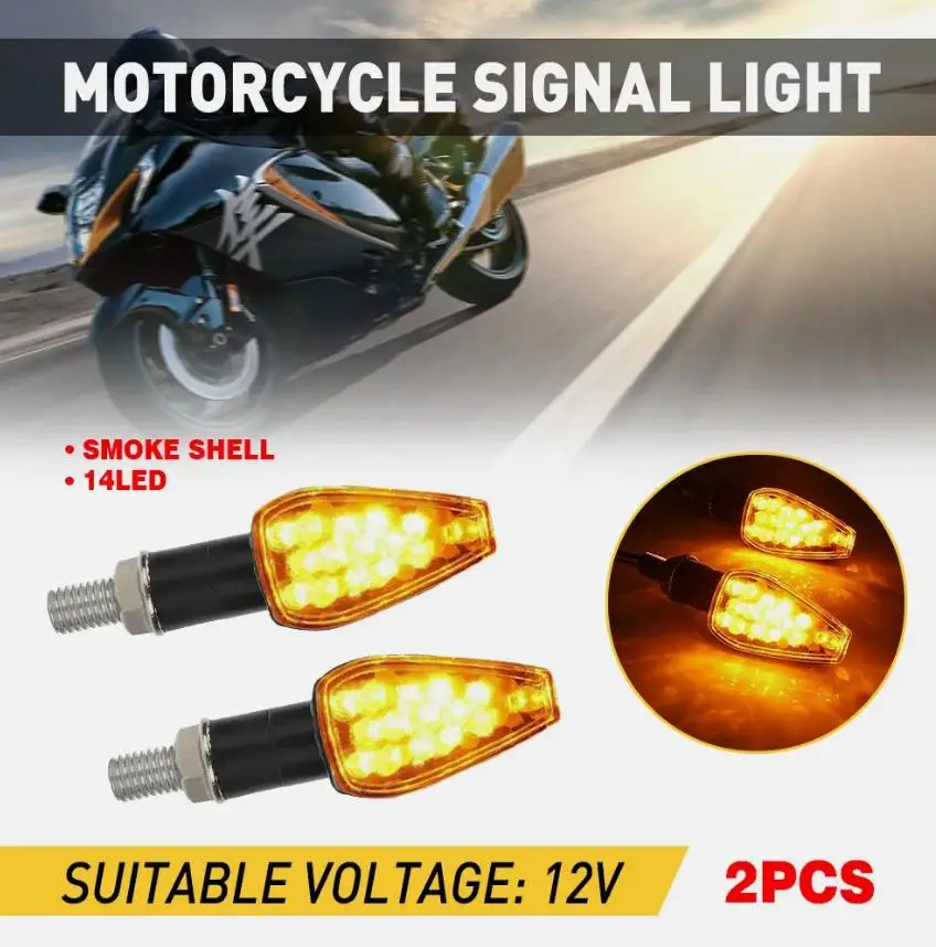 

2pcs/4pcs Universal Motorcycle LED Turn Signal Indicators Light Amber Blinker Light 14 LED 12V 2W Short Motorbike Lamp