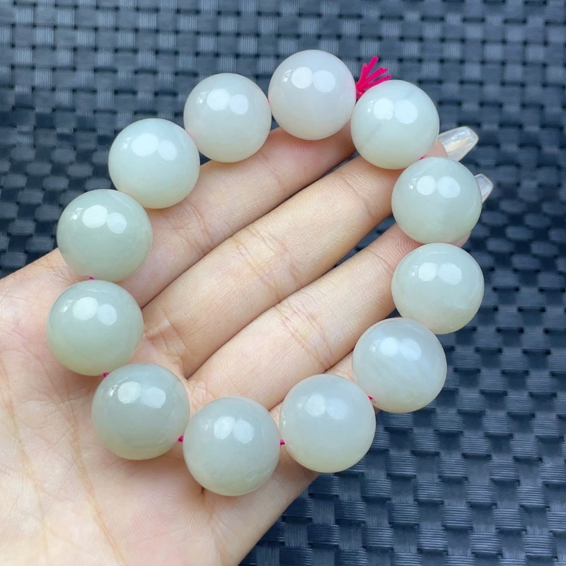 

Natural Xinjiang Hetian jade soot single ring bracelet round bead simple men's and women's same finger-wrapped soft hand jewelry