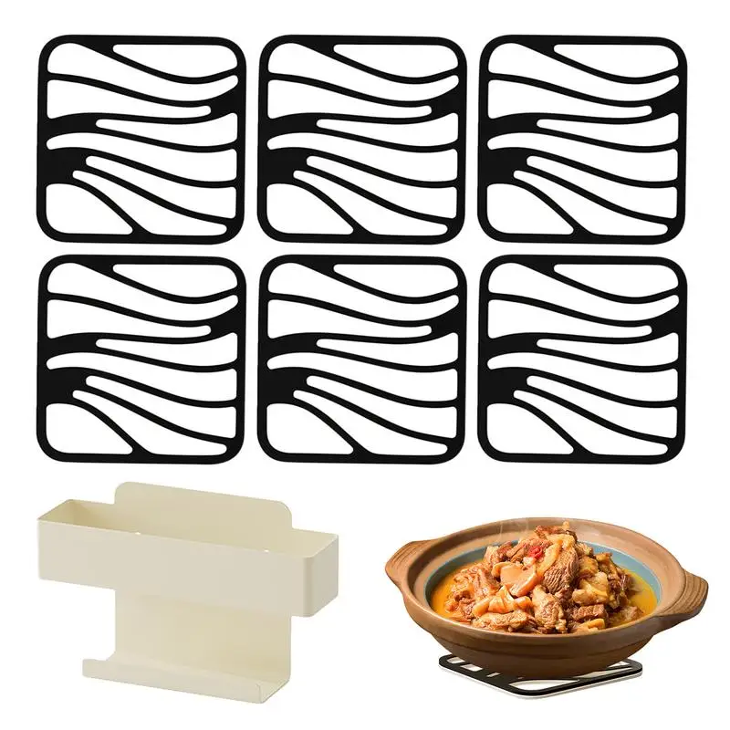 

Коврики для обеденных столов, термостойкие черно-белые подставки для напитков, Нескользящие многофункциональные подставки с органайзерами, 6 шт.