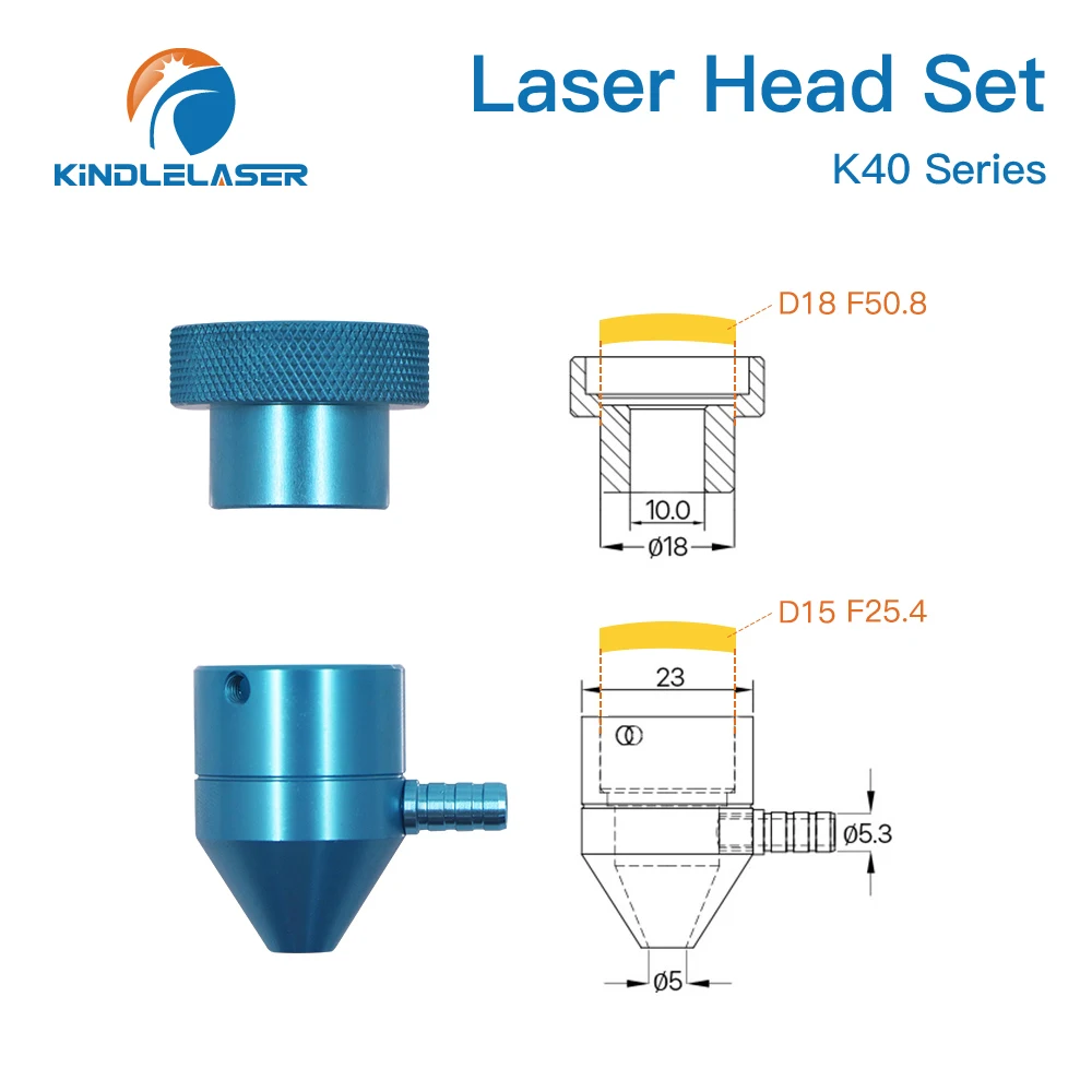 KINDLELASER CO2 Laser Lens ZNSE Laser head Set per K40 Series macchina da taglio per incisione Laser Dia.12/15/18mm lunghezza focale 50.8mm