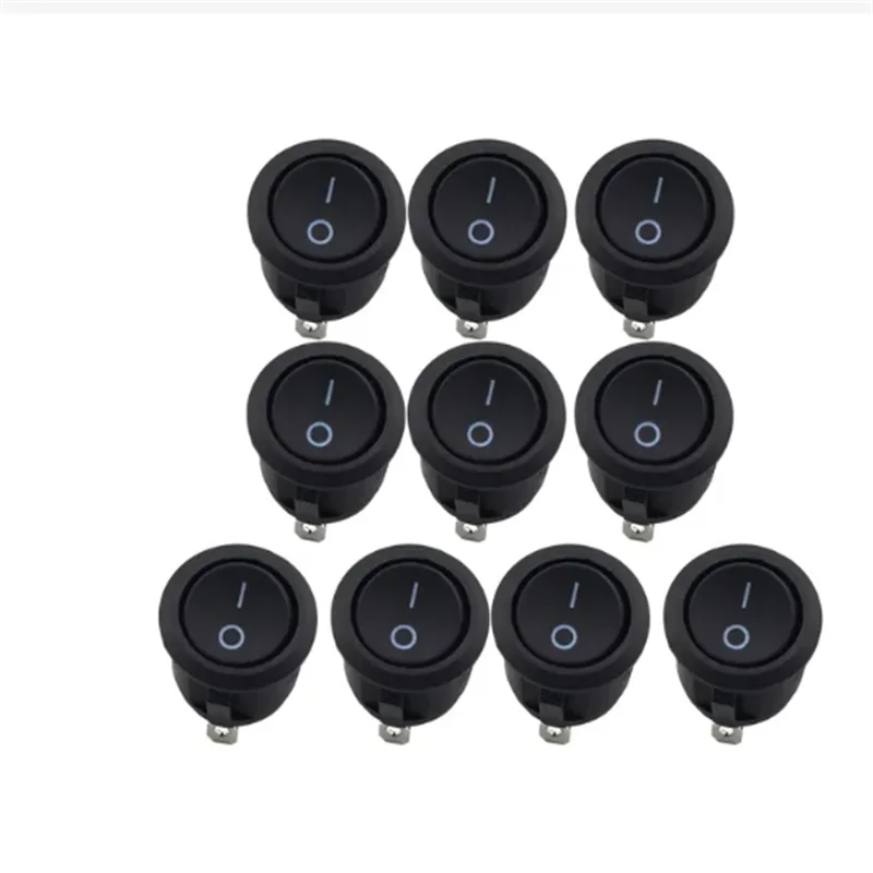 1/10Pcs 2 Pin Round Switch 12V Switch ON OFF Illuminated Car Dashboard Snap-in Rocker Switches Household Appliances