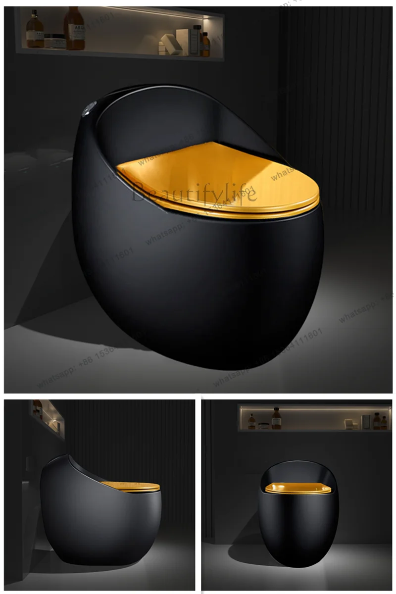 Black and gold toilet toilet toilet, ceramic creative personality, colored egg toilet, water saving and high impulse