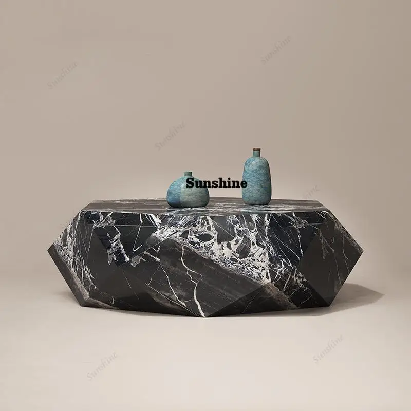 Geometric Marble Coffee Table, Nordic Minimalist Design for Any Space, Heat & Scratch Resistant, Artistic, Customizable