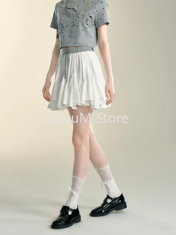 Woman New Harajuku White Ruffles Sweet Y2k Mini Skirt Spicy Girls Korean Fashion Slim Skirt Casual Outfits A-line Skirt Chic