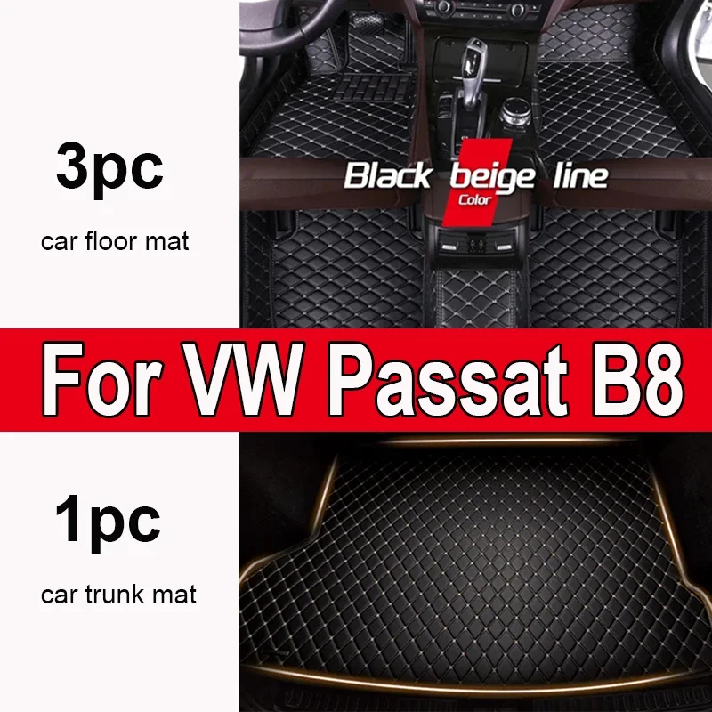 

Утолщенные автомобильные коврики на заказ для VW Passat B8 2016 2017 2018 2019 2020, авто роскошные кожаные мужские и женские автомобильные коврики Ful