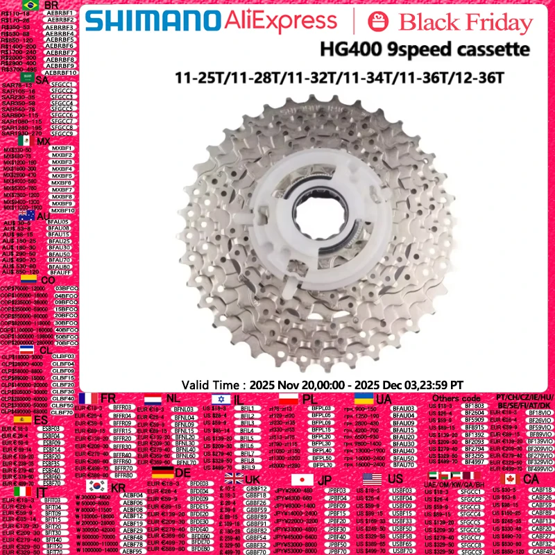 yZ[zV}m HG400 9s JZbg CS-HG400 11-25T 11-28T 11-32T 11-34T 11-36T 12-36T MTB 9 Xs[h}Ee]ԃt[zC[