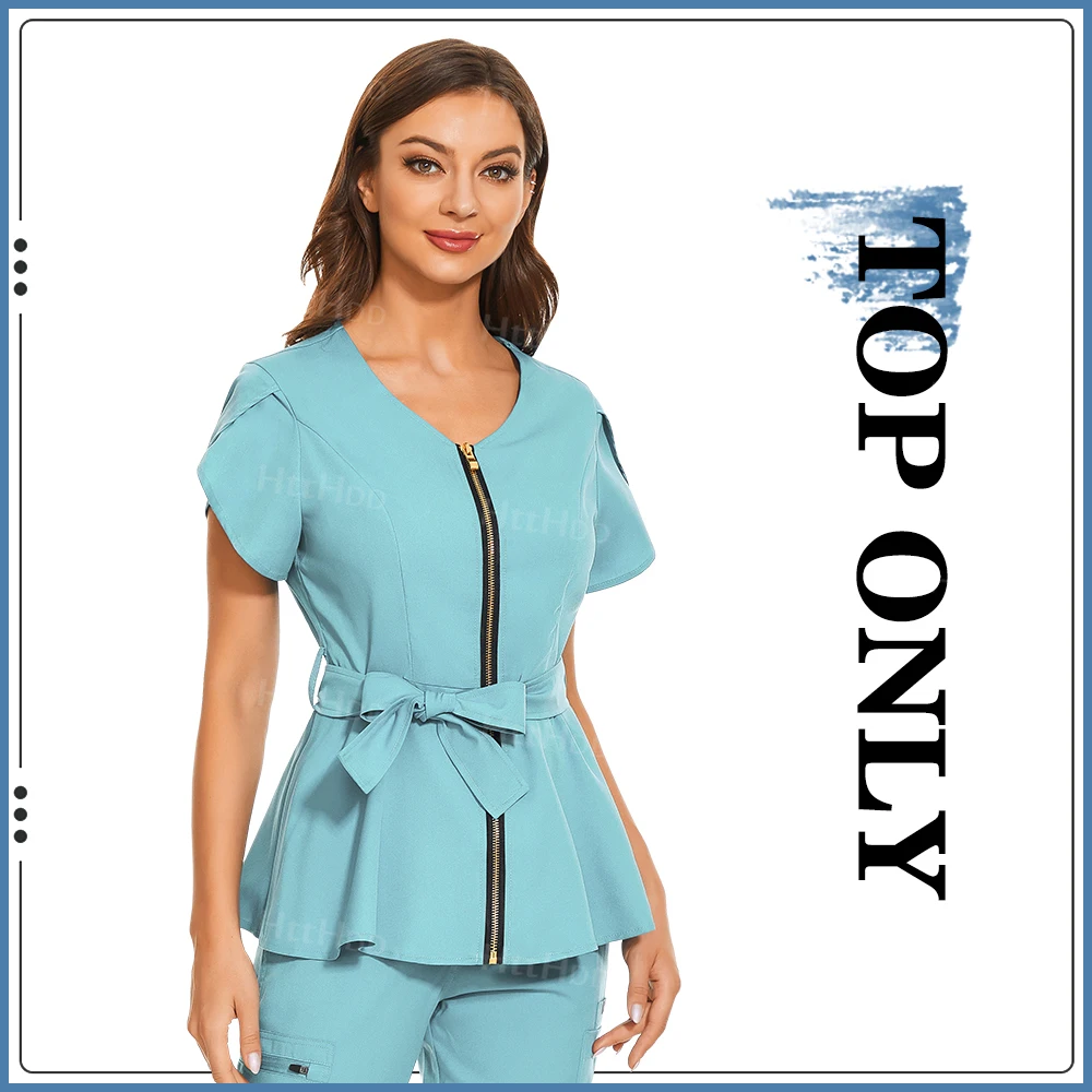 Beauty Spa Uniformen Modisches Kurzarmhemd Hochwertige medizinische Peelings Frauen Veterinäruniform Top Weiche Stilljacke – Detail 11