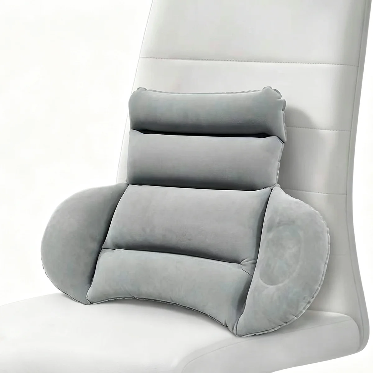 Inflatable Lumbar Support Pillow 1Pcs Flocked Surface Blow‑Up Waist Cushion Portable Easy Storage For Travel Office Rest Use