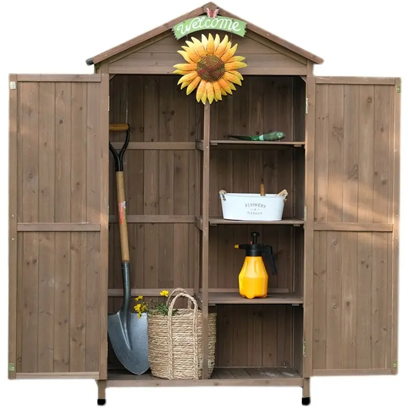 Storage cabinets Outdoor finishing Lockers Garden Balcony Wooden courtyard Rainproof sun rot Double door Pastoral style