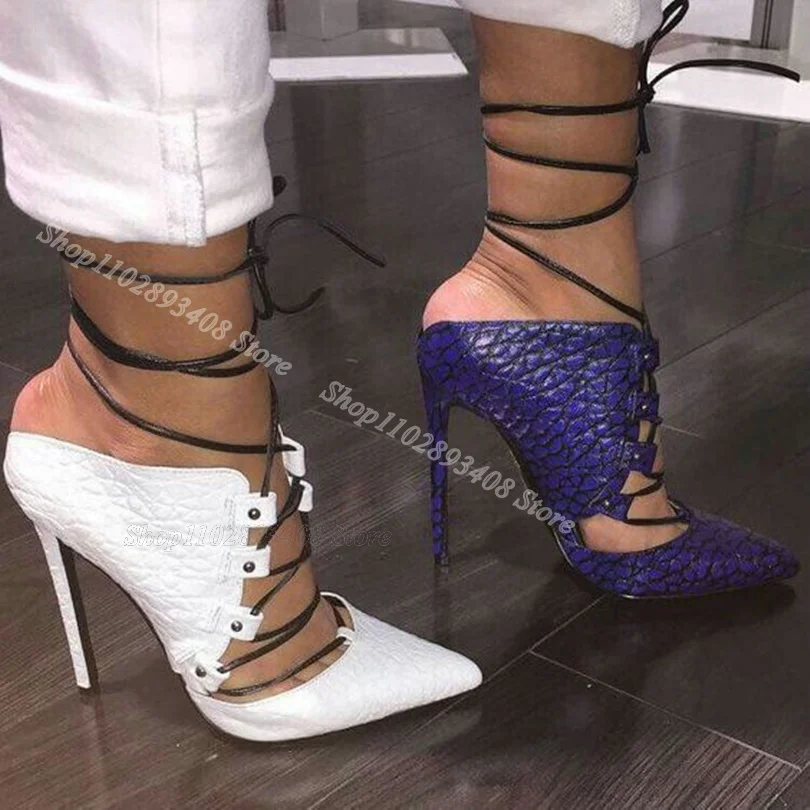 

Pointed Toe Lace up Slingback Pumps Stiletto Heels Spring British Style Design for Party Dress Women Shoes Zapatos Para Mujere