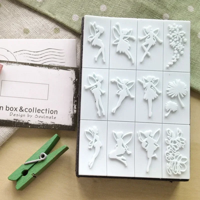 DIY Album Tin Box, Lovely Rubber Stamps, Bird Kid Jewelry, Fairy Ballerina, Animal Cat, Circouse Stamp Gift, Toy Craft Supplies