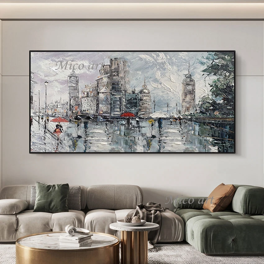 

Paris Decoration Building Street Handmade Oil Paintings Canvas Wall Art Unframed Hotel Artwork Scenery Abstract Art Picture